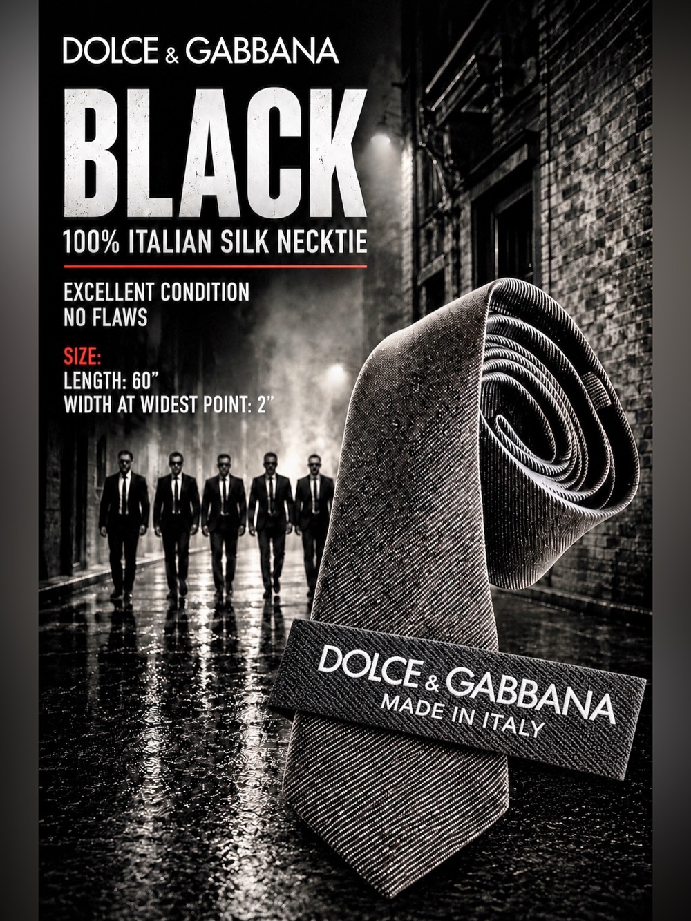 Dolce & Gabbana Textured Silk ‘Skinny’ Tie | 60” x 2” | Midnight Black